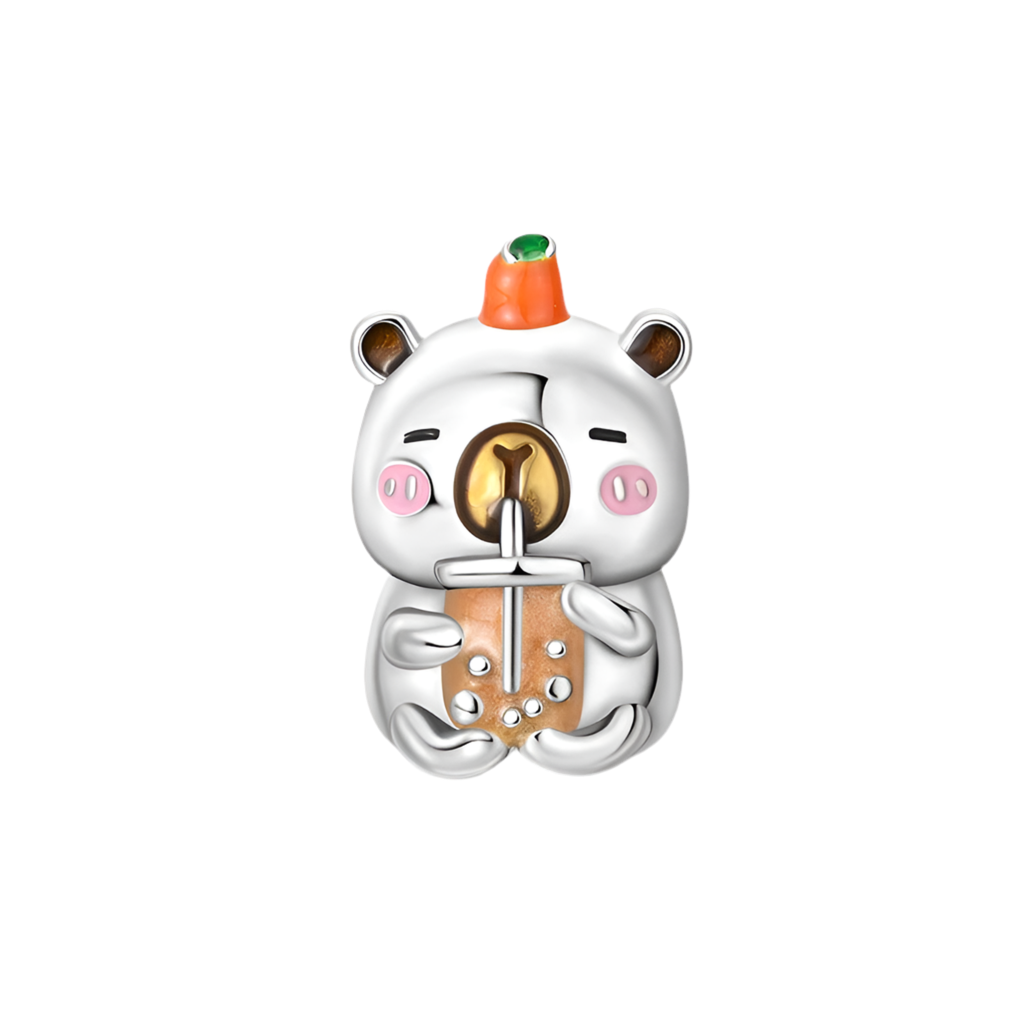 Charm Capybara plateado| Plata 925 | Compatible con Pandora