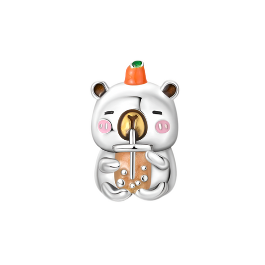 Charm Capybara plateado| Plata 925 | Compatible con Pandora