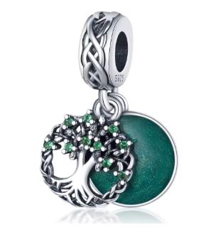 Charm Colgante Arbol de la Vida Verde | Plata 925 | Compatible con Pandora
