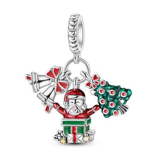 Charm Colgante Árbol Santa Campana Navidad | Plata 925 | Compatible con Pandora