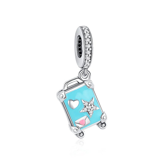 Charm Colgante Maleta Azul | Plata 925 | Compatible con Pandora