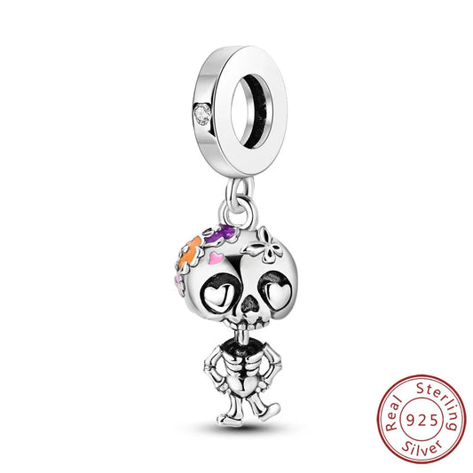Charm Colgante Esqueleto Halloween | Plata 925 | Compatible con Pandora