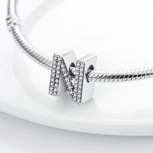 Ciondolo con alfabeto N | Argento 925 | Compatibile con Pandora