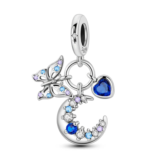 Charm Colgante Luna Azul | Plata 925 | Compatible con Pandora