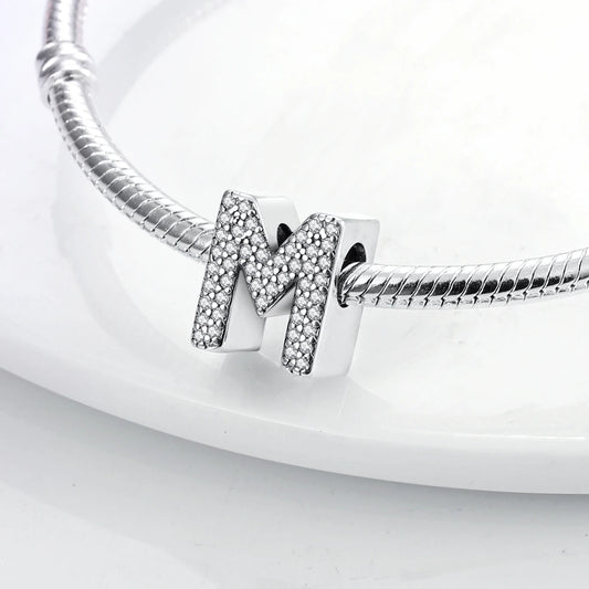 Charm alfabeto M | Argento 925 | Compatibile con Pandora