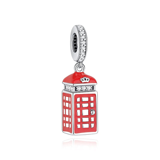 Charm Colgante Cabina Roja | Plata 925 | Compatible con Pandora