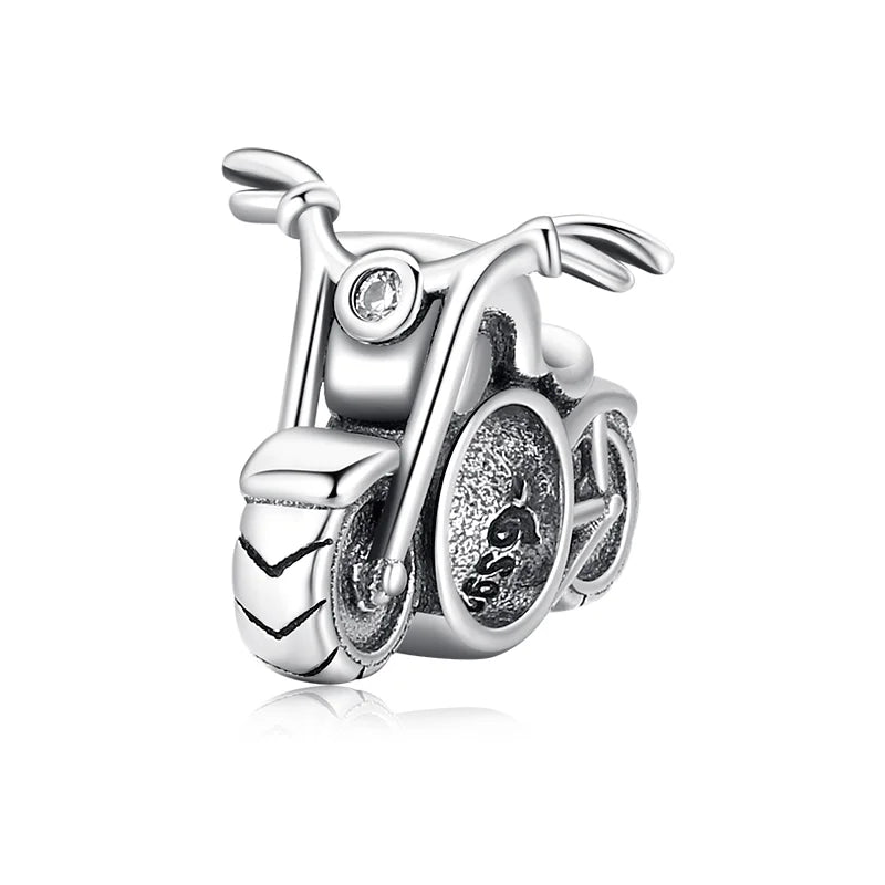 Charm Motocicleta Plateada | Plata 925 | Compatible con Pandora