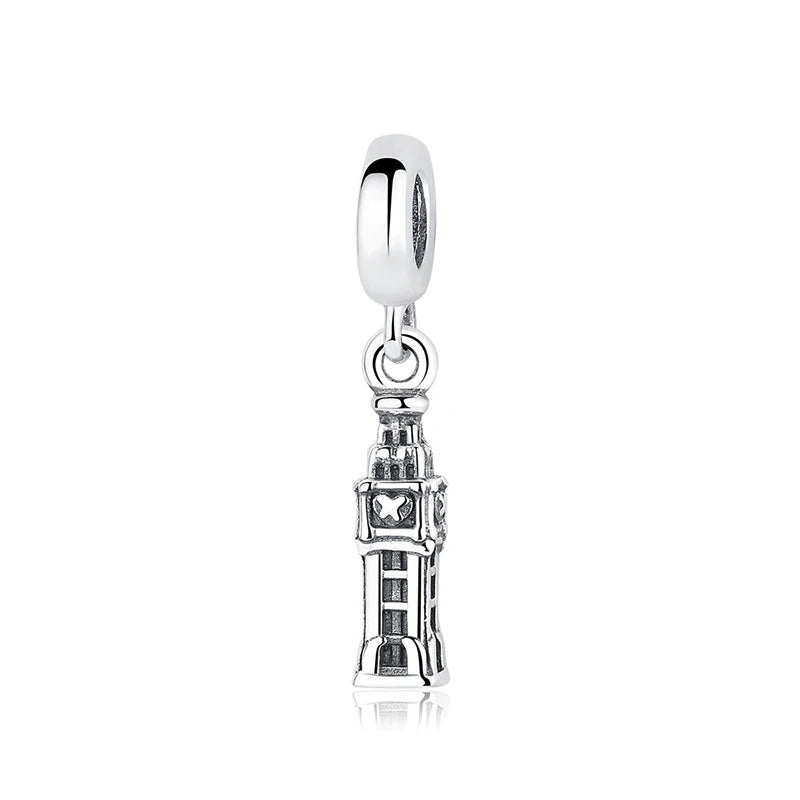 Charm Colgante Big Ben | Plata 925 | Compatible con Pandora