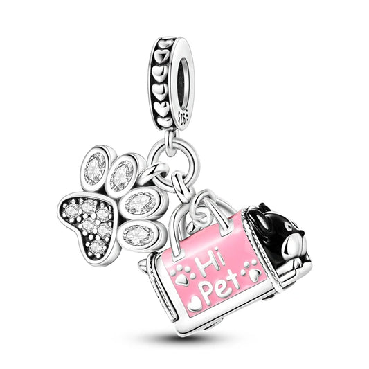 Charm Colgante Transportin Mascota | Plata 925 | Compatible con Pandora