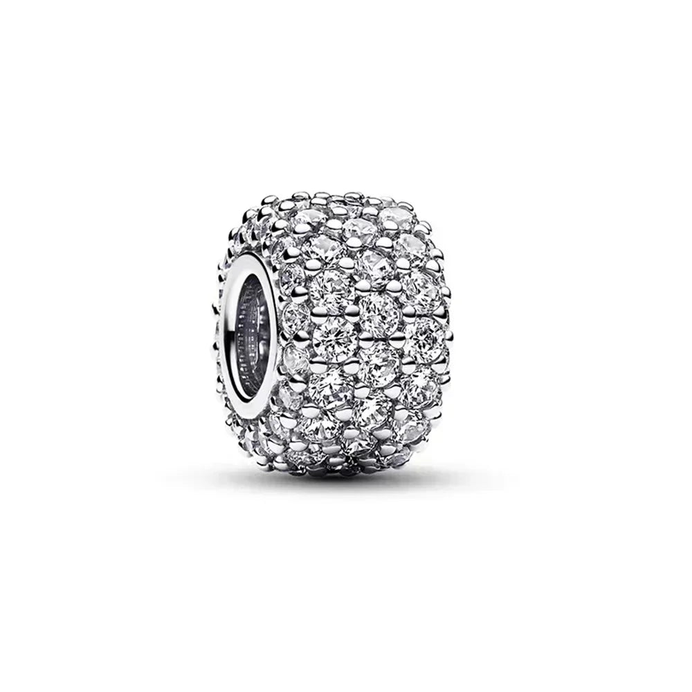 Ciondolo con clip separatore scintillante placcato argento | Argento 925 | Compatibile con Pandora