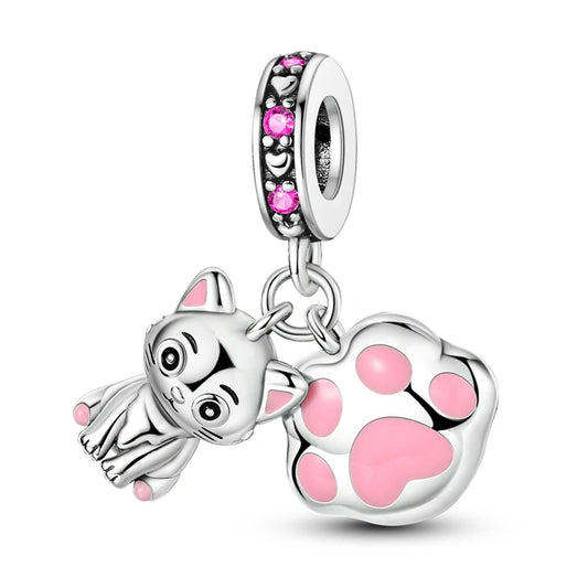 Charm Colgate Gato y Patita| Plata 925 | Compatible con Pandora