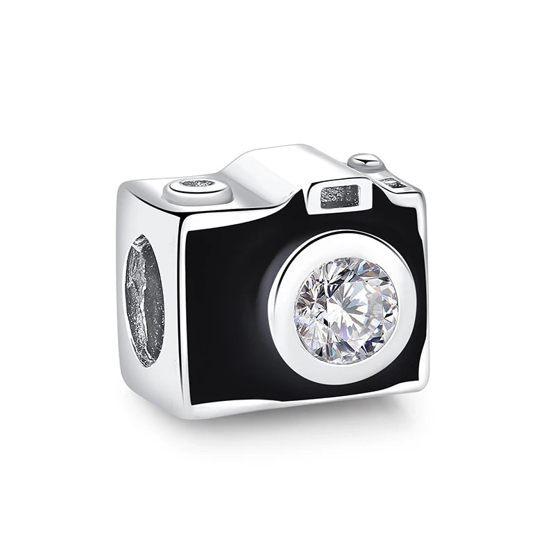 Charm Camara Fotos Negra | Plata 925 | Compatible con Pandora