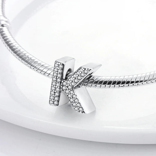 Ciondolo con alfabeto K | Argento 925 | Compatibile con Pandora
