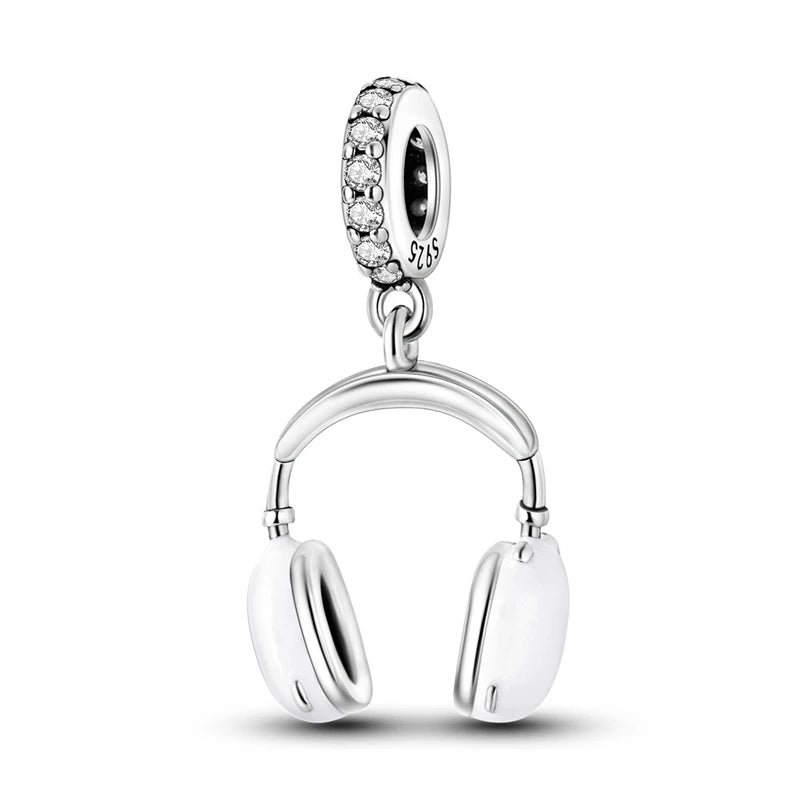 Charm Colgante Auriculares Blancos| Plata 925 | Compatible con Pandora