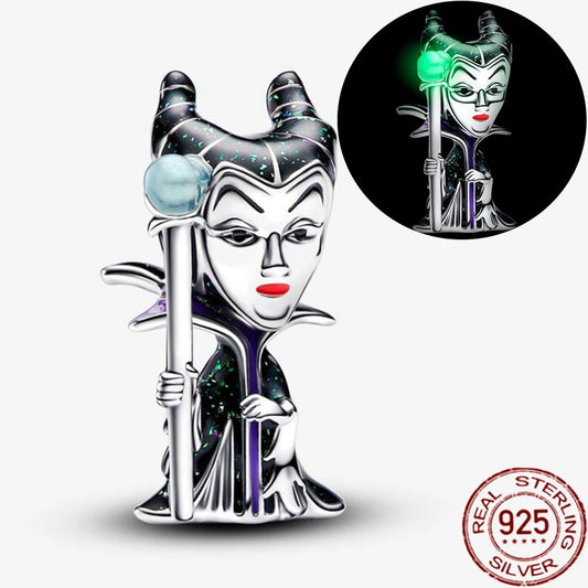 Charm Malefica Inspirado en Disney Brilla en la Oscuridad| Plata 925 | Compatible con Pandora