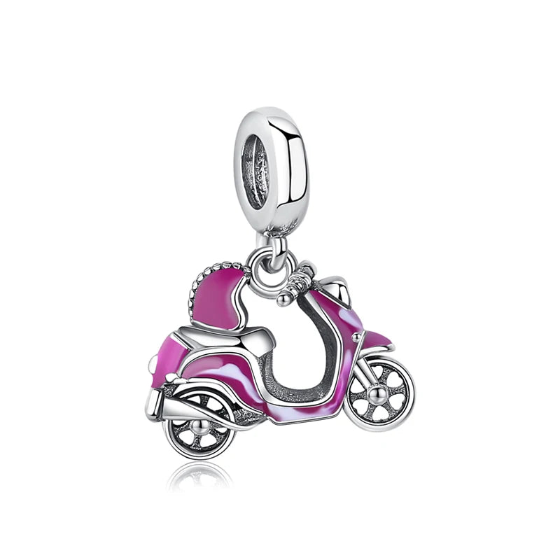 Charm Colgante Moto Vespa Rosa | Plata 925 | Compatible con Pandora
