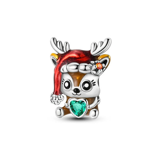 Charm Reno Bebe Navidad | Plata 925 | Compatible con Pandora