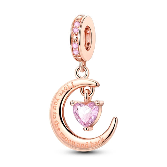 Charm Colgante I love you to the moon and back | Plata 925 | Compatible con Pandora