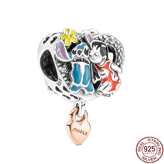 Charm Lilo & Stitch Ohana Inspirado en Disney | Plata 925 | Compatible con Pandora