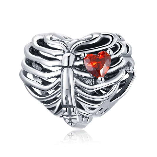 Charm Corazon Esqueleto Halloween | Plata 925 | Compatible con Pandora