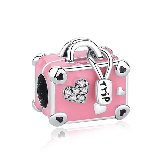 Charm Maleta Rosa Trip | Plata 925 | Compatible con Pandora