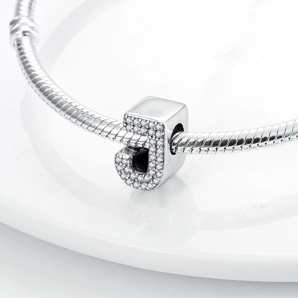 Ciondolo con alfabeto J | Argento 925 | Compatibile con Pandora