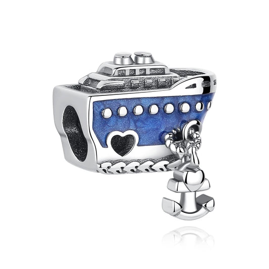Charm Barco Azul | Plata 925 | Compatible con Pandora