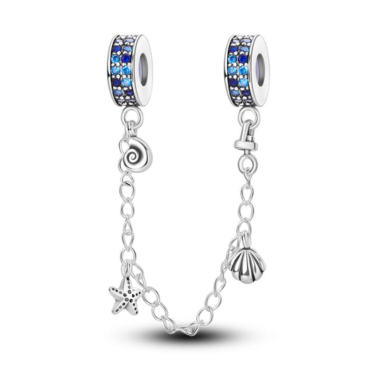 Charm Cadena Seguridad Viaje | Plata 925 | Compatible con Pandora
