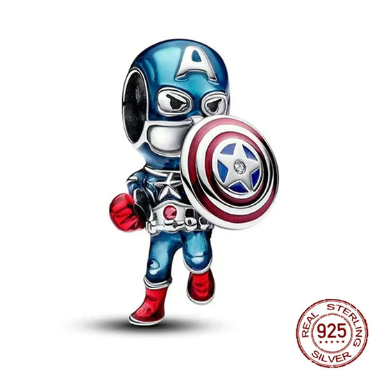 Charm Capitan America Inspirado en Marvel / Disney | Plata 925 | Compatible con Pandora