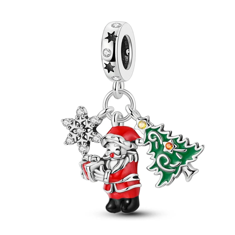 Charm Colgante Arbol Santa Estrella Navidad | Plata 925 | Compatible con Pandora