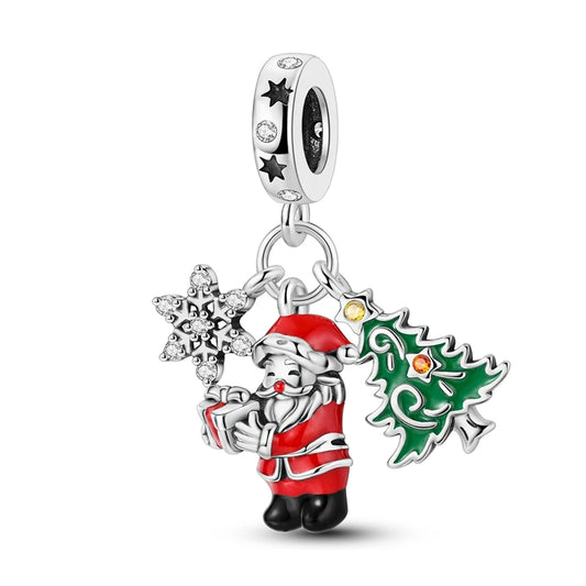 Charm Colgante Arbol Santa Estrella Navidad | Plata 925 | Compatible con Pandora