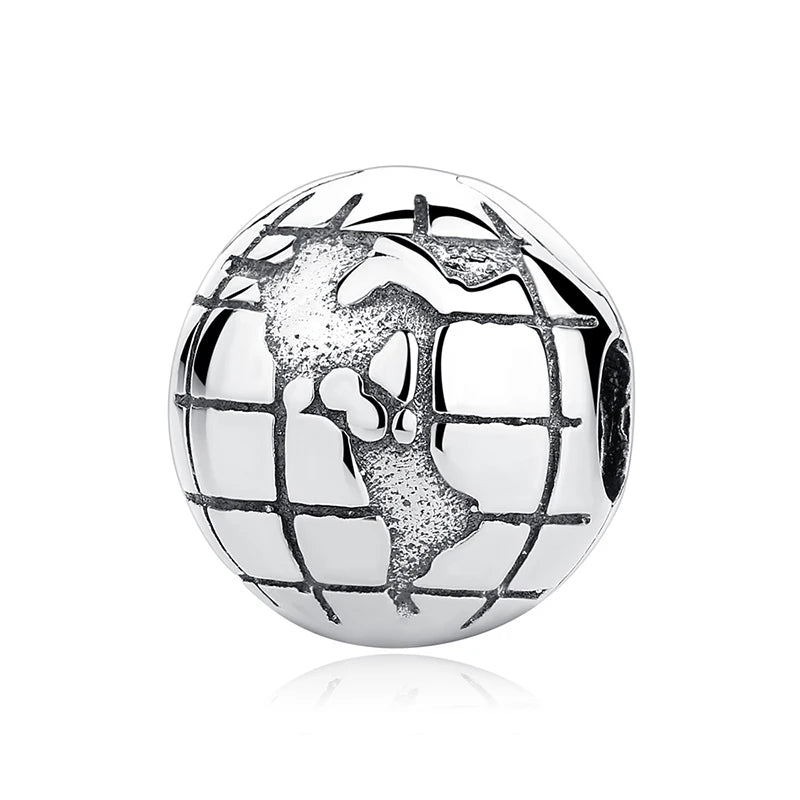 Charm Bola Mundo Plateada | Plata 925 | Compatible con Pandora