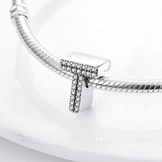 Charm Abecedario T | Plata 925 | Compatible con Pandora
