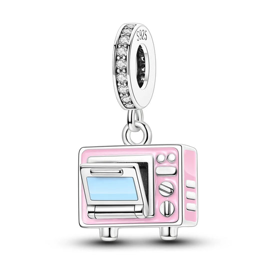 Charm Colgante Horno Rosa Retro | Plata 925 | Compatible con Pandora