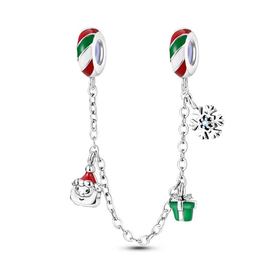 Charm Cadena de Seguridad Navidad | Plata 925 | Compatible con Pandora - La Vibra de la Semana